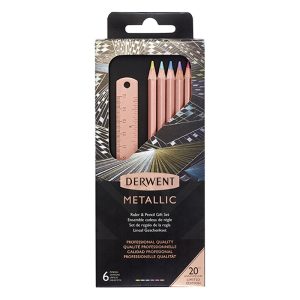 Matite colorate “Metallic” con righello Edizione Limitata – DERWENT
