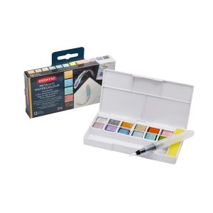 Set acquerelli metallici Derwent – 12 mezzi godet professionali per effetti brillanti