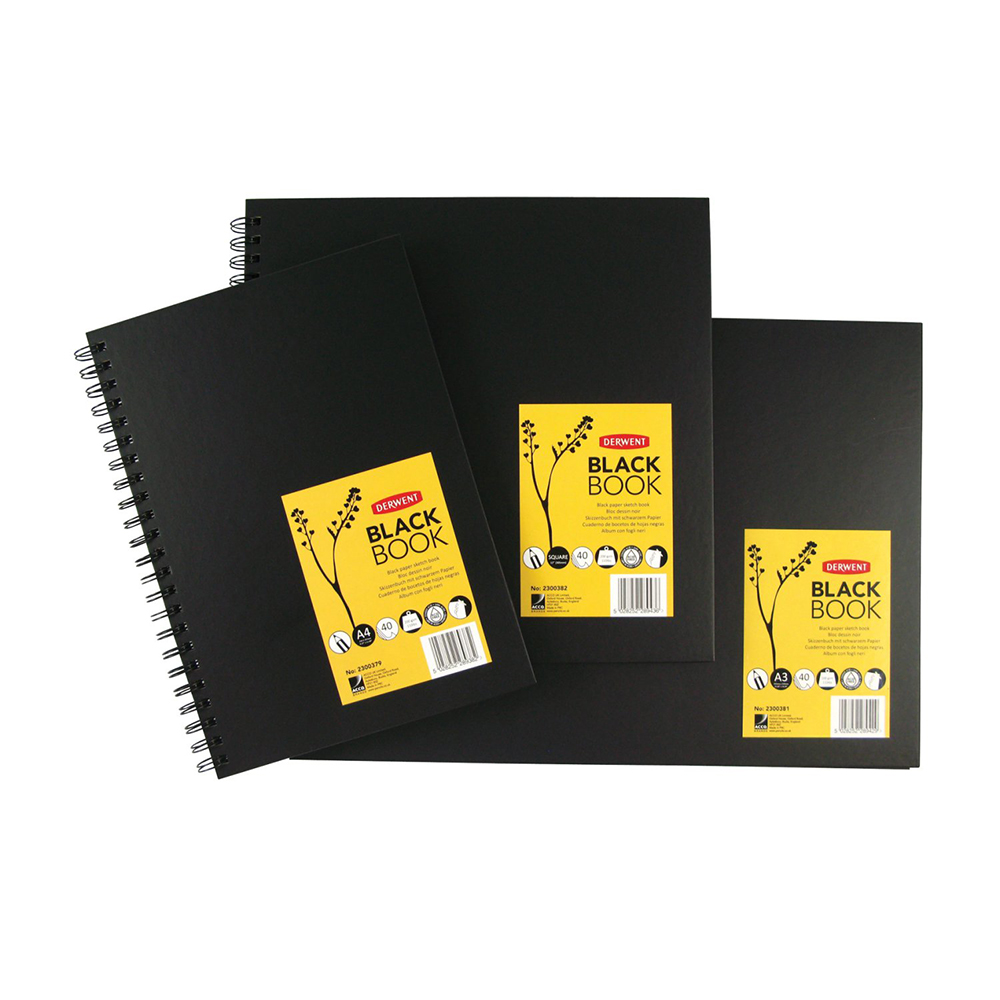 Quaderno per schizzi Black Book – Derwent, carta nera 200 g/m² - 1