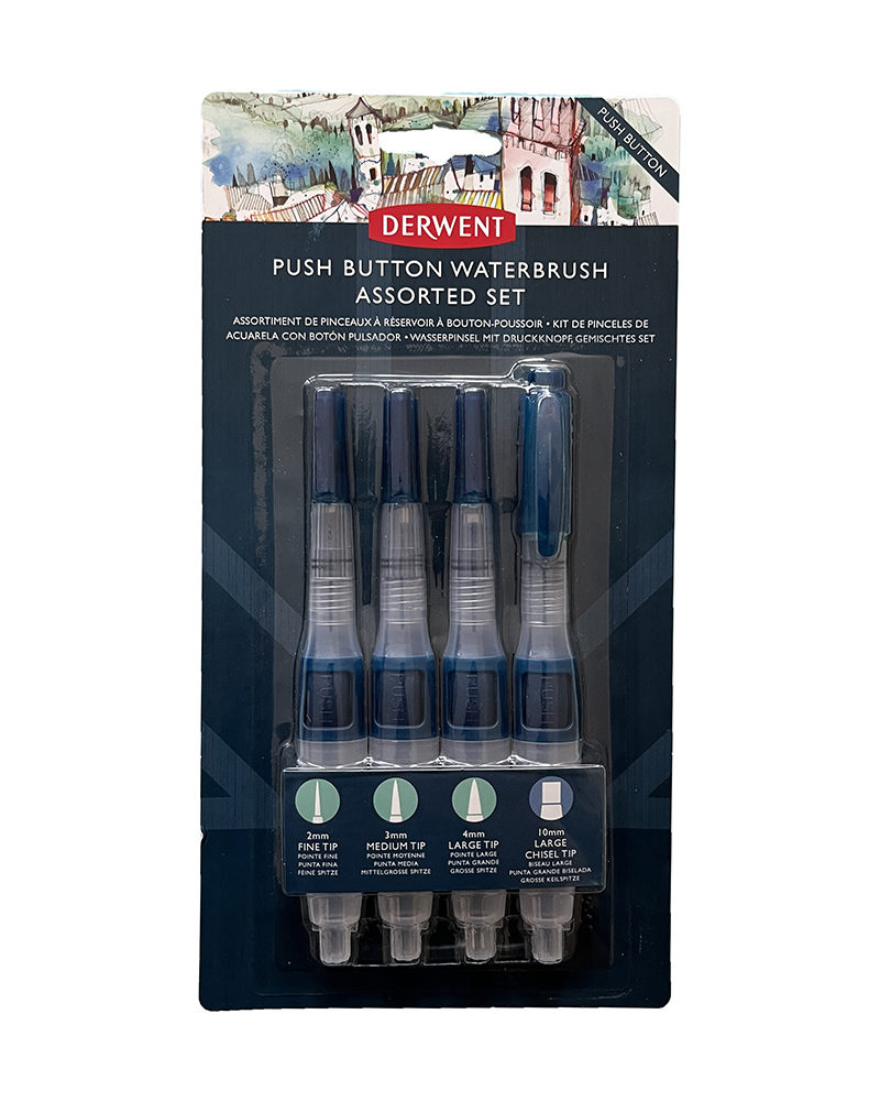 Waterbrush set da 4 pennelli con serbatoio – DERWENT
