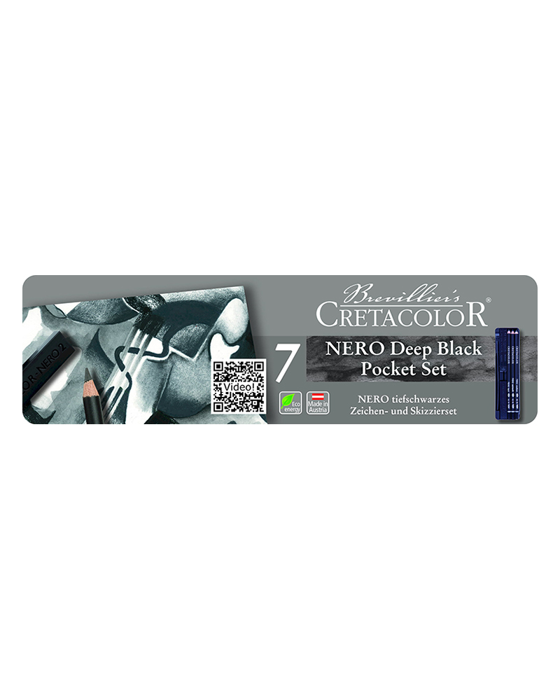 Set tascabile Nero 7 pz.- a base d’olio – CRETACOLOR - 2