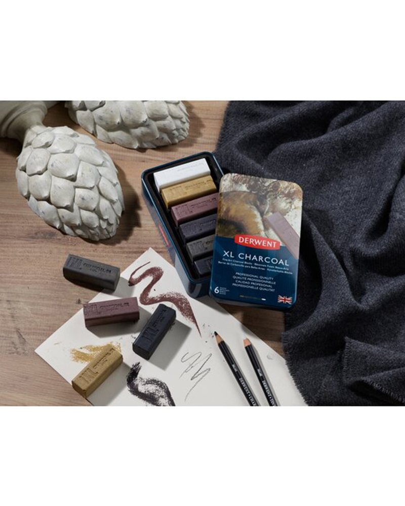 Carboncino Idrosolubile CHARCOAL XL – Confezione da 6 colorazioni – DERWENT - 2