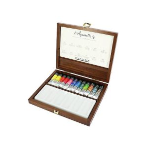 Sennelier Set Acquerelli – Cofanetto di Lusso in Noce con 12 Tubetti Extra-Fine