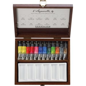 foto di Sennelier Set Acquerelli – Cofanetto di Lusso in Noce con 12 Tubetti Extra-Fine