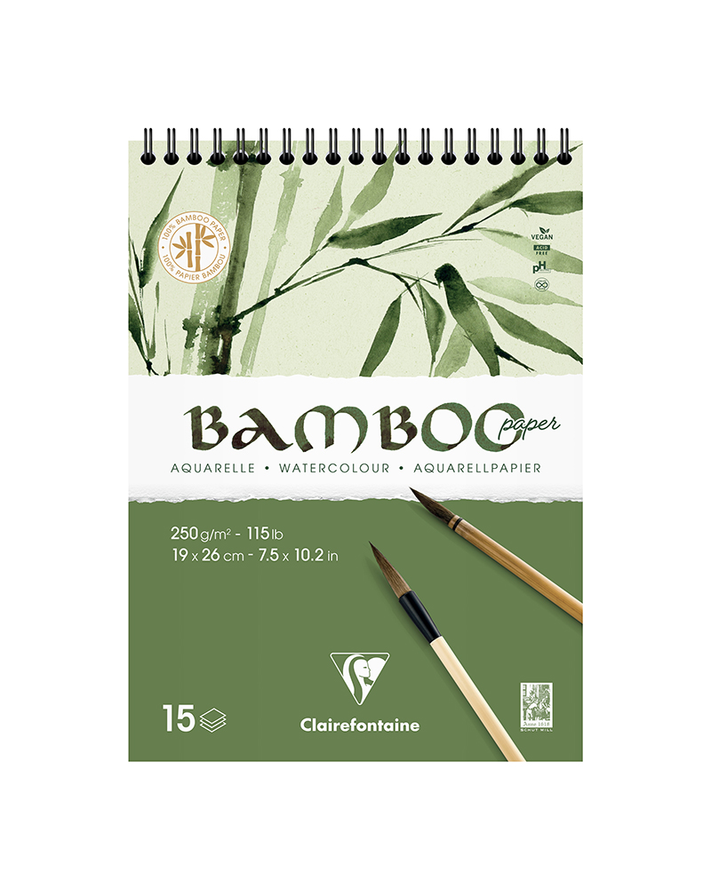 Blocco Bamboo per Acquerello 250 g/m² – con spirali – CLAIREFONTAINE