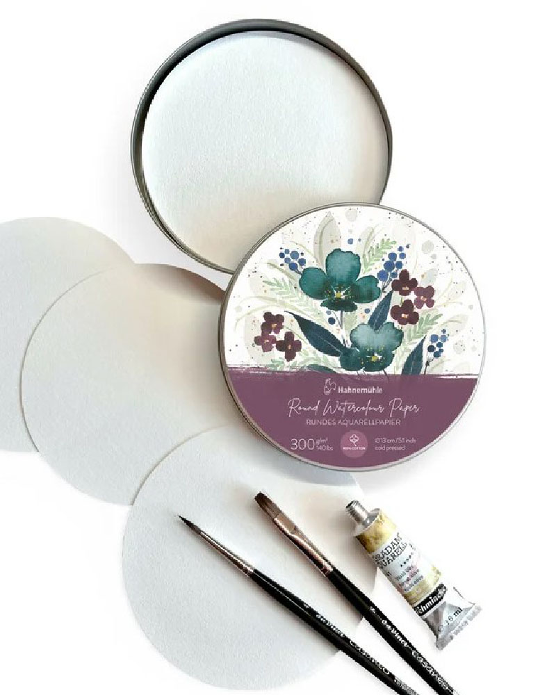 Carta da acquerello rotonda 300 g/m² – 100% cotone – HAHNEMÜHLE