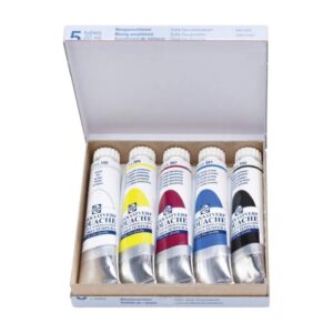foto di Set Colori Primari Tempera Talens Gouache Extra Fine, 5 tubetti da 20ml