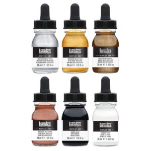 Inchiostro Acrilico Liquitex – Set da Sei Acrilici Liquidi Ink Colori Metallici - 1