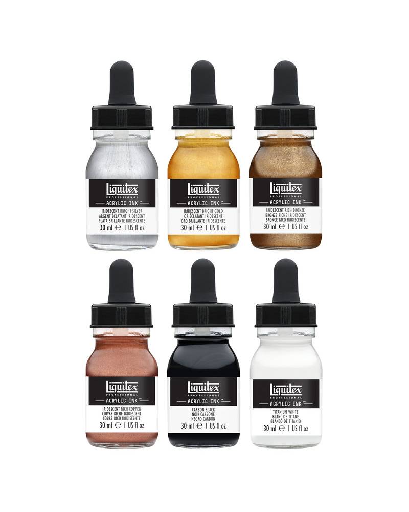 Inchiostro Acrilico Liquitex – Set da Sei Acrilici Liquidi Ink Colori Metallici - 1