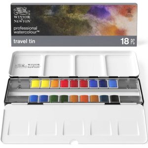 foto di Confezione Acquerelli Winsor & Newton – Set da Viaggio con 18 Mezzi Godet