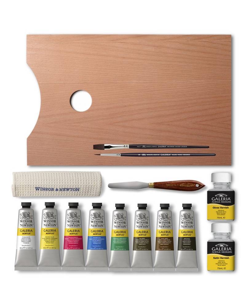 Set Colori Acrilici Winsor & Newton – Cassetta in Legno Galeria – 8 tubetti da 60ml - 1