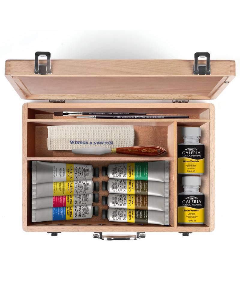 Set Colori Acrilici Winsor & Newton – Cassetta in Legno Galeria – 8 tubetti da 60ml - 3