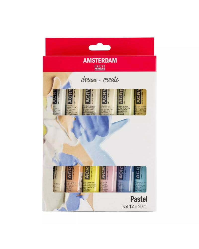 foto di Set Colori Acrilici Amsterdam – 12 Tubi da 20 ml in Tonalità Pastello