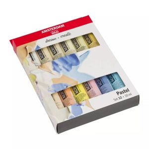 Set Colori Acrilici Amsterdam – 12 Tubi da 20 ml in Tonalità Pastello - 1