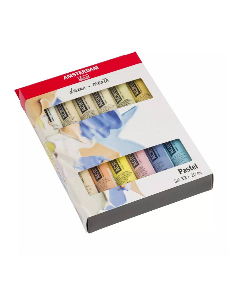 Set Colori Acrilici Amsterdam – 12 Tubi da 20 ml in Tonalità Pastello - 1
