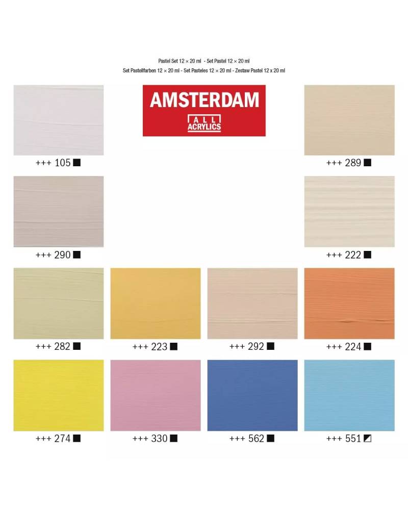 Set Colori Acrilici Amsterdam – 12 Tubi da 20 ml in Tonalità Pastello - 2