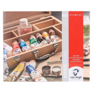 Cassetta in Legno Basic Van Gogh Colori Acrilici 10 Tubi 40 ml con Accessori - 1