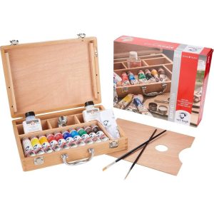 foto di Cassetta in Legno Basic Van Gogh Colori Acrilici 10 Tubi 40 ml con Accessori