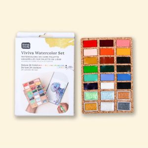 Viviva Watercolors – Confezione in Sughero set di Acquerelli 24 colori - 1