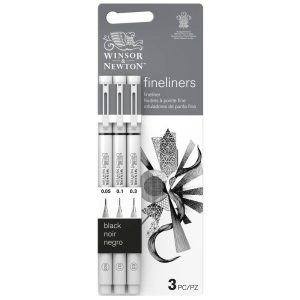 foto di Fineliner Pennarelli Winsor & Newton - Set Nero x3 Piccolo