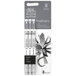 foto di Fineliner Pennarelli Winsor & Newton - Set Nero x3 Grande