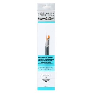 foto di Set Pennelli Winsor & Newton Foundation per Acquerello - Pennelli Piatti e Tondi