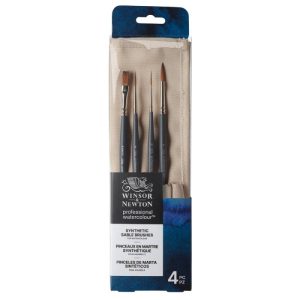 Set Pennelli Winsor & Newton – Confezione da 4 Pennelli Sintetici Professionali per Acquerello - 2