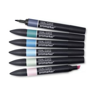 foto di Set Pennarelli Promarker Winsor & Newton Tonalità Cielo – Confezione da 6