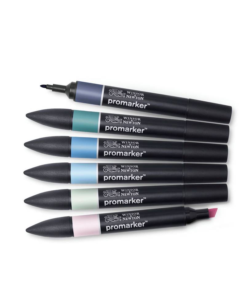 foto di Set Pennarelli Promarker Winsor & Newton Tonalità Cielo – Confezione da 6