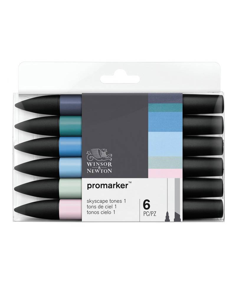 Set Pennarelli Promarker Winsor & Newton Tonalità Cielo – Confezione da 6 - 2