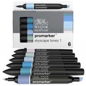 Set Pennarelli Promarker Winsor & Newton Tonalità Cielo – Confezione da 6 - 4