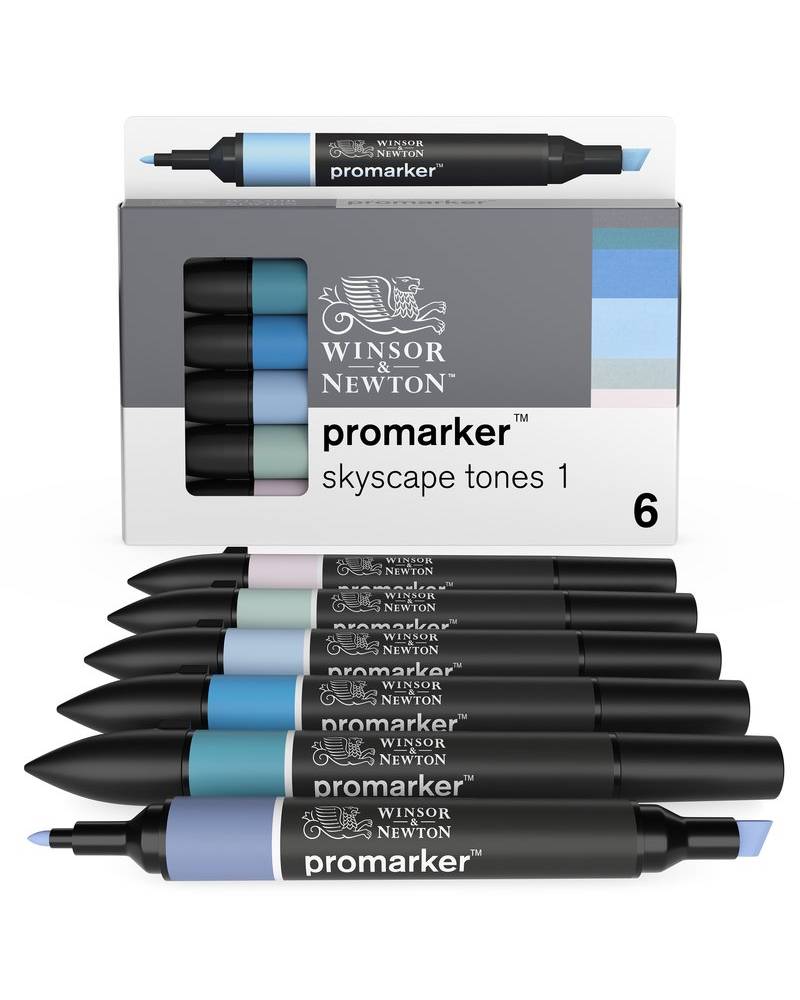 Set Pennarelli Promarker Winsor & Newton Tonalità Cielo – Confezione da 6 - 4