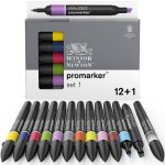 Set 1 Pennarelli Promarker Winsor & Newton - 12 Colori + Blender
