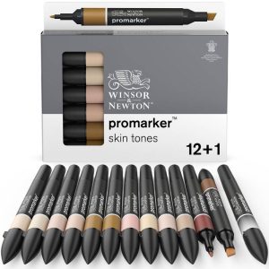 foto di Set 12 Pennarelli Promarker Winsor & Newton - 12 Toni Tinta Carne + Blender