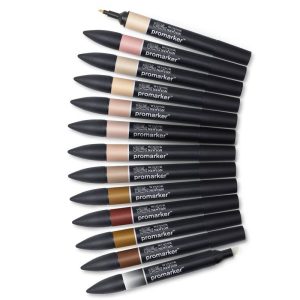 Set 12 Pennarelli Promarker Winsor & Newton – 12 Toni Tinta Carne + Blender - 2