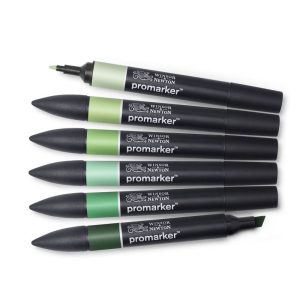 foto di Set 6 Pennarelli Promarker Winsor & Newton - Toni Verdi