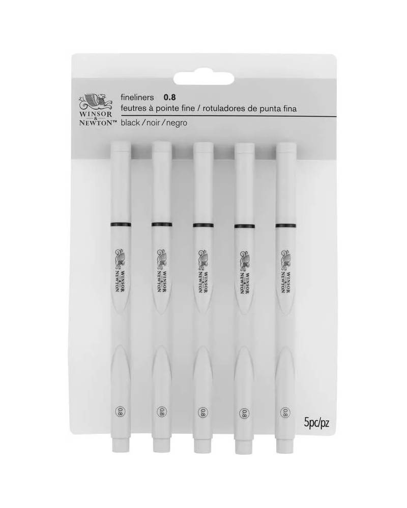 foto di Set Pennarelli Winsor & Newton – Fine Liner Nero, Set di 5 Pennarelli con Punte 0.8 mm