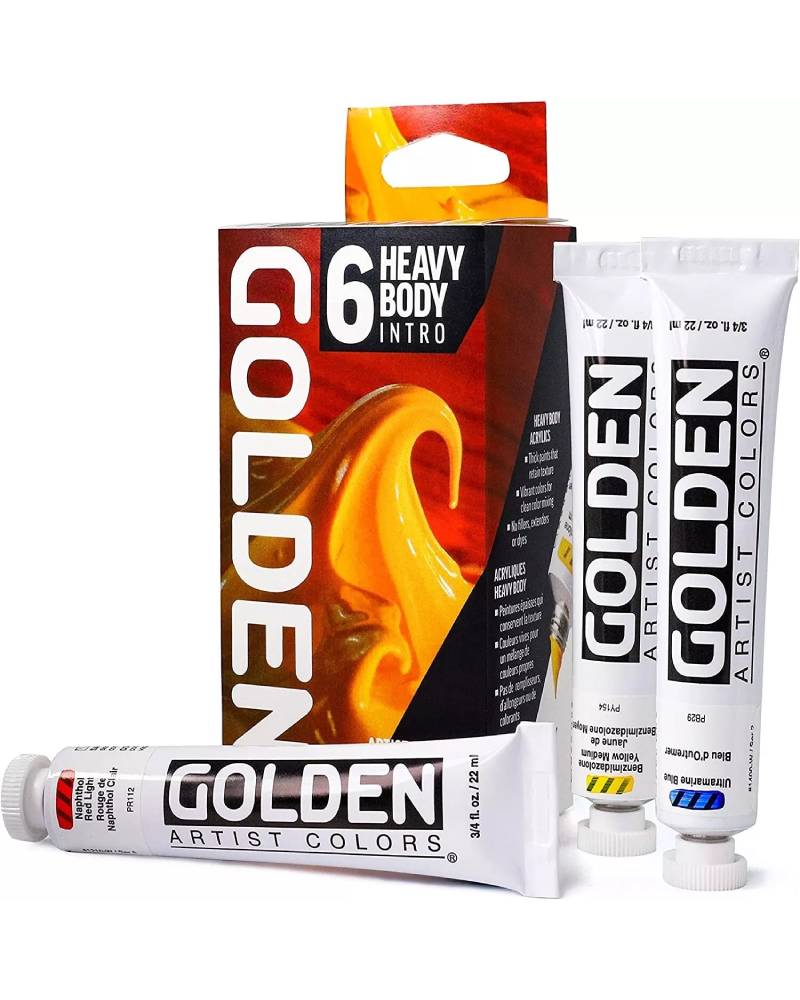 foto di SET COLORI ACRILICI GOLDEN Heavy Body – Introductory Set 6 Tubetti