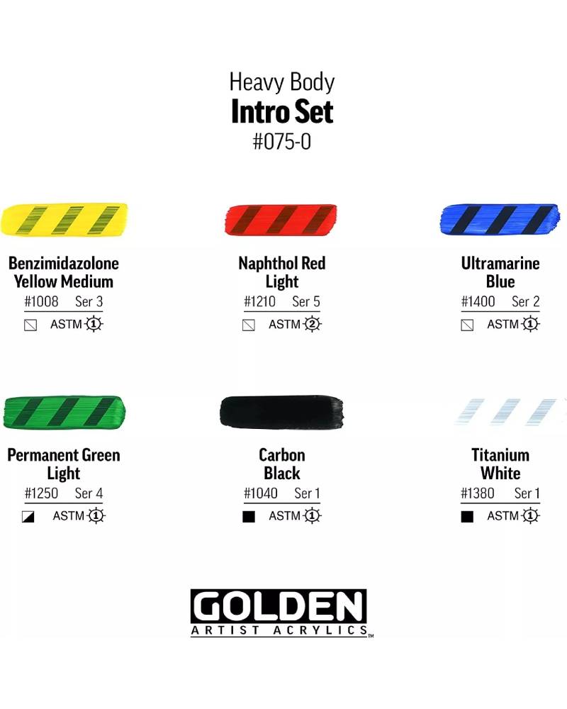 SET COLORI ACRILICI GOLDEN Heavy Body – Introductory Set 6 Tubetti - 2