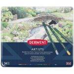 Matite Colorate Professionali Derwent Artists – Set da 24 in Confezione di Metallo