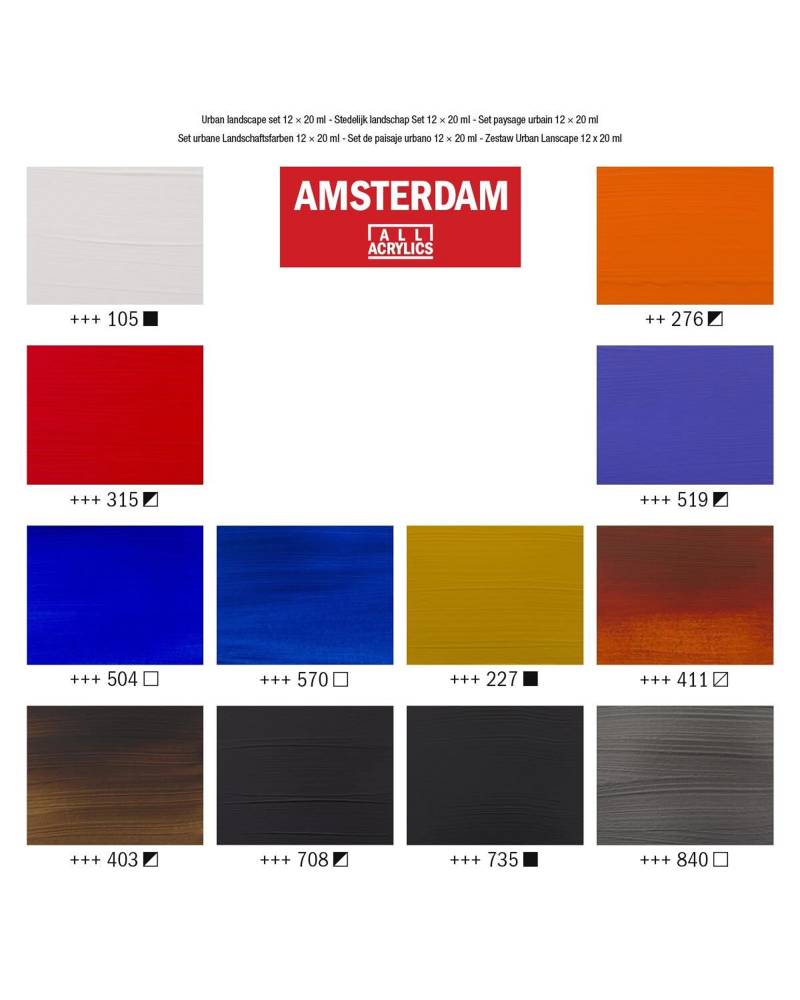 Set Colori Acrilici Amsterdam – 12 Tubi da 20 ml Paesaggi Urbani - 1